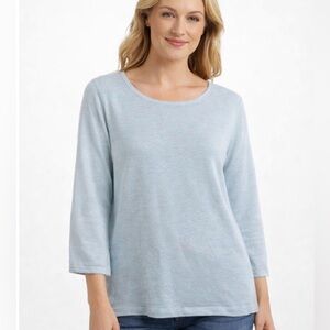 $158 Eileen Fisher Sky Blue Women's Knit Linen Top XL NWT